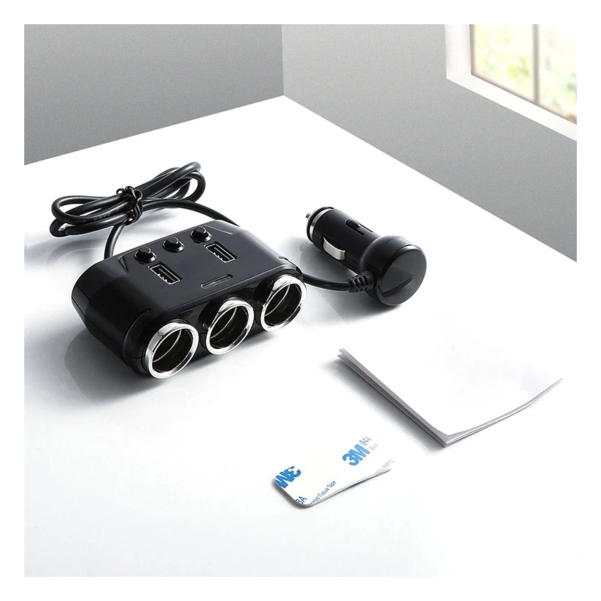 Rozdzielacz Cigarečių žiebtuvėlio lizdo skirstytuvas, 2x USB įkroviklis – 5