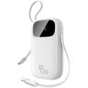 Baseus EnerFill FC31 Qpow 3 10000mAh 45W Power Bank with Digital Display, USB-C and Lightning Cables - White Baseus EnerFill FC31 Qpow 3 10000mAh 45W Power Bank with Digital Display, USB-C and Lightning Cables - White