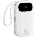 Baseus EnerFill FC31 Qpow 3 10000mAh 45W Power Bankas su skaitmeniniu ekranu, USB-C ir Lightning kabeliais - Baltas Baseus EnerFill FC31 Qpow 3 10000mAh 45W Power Bankas su skaitmeniniu ekranu, USB-C ir Lightning kabeliais - Baltas