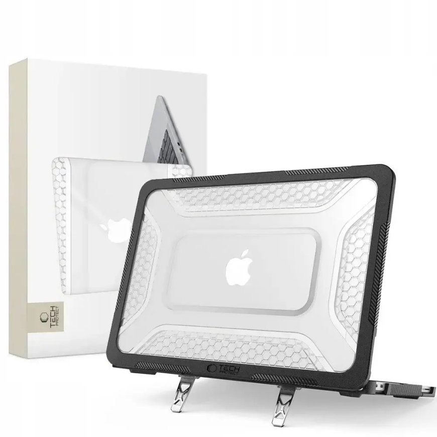 Tech-Protect Kevlar Pro cietais apvalks datoram MacBook Neo 13 (2026) melns/caurspīdīgs