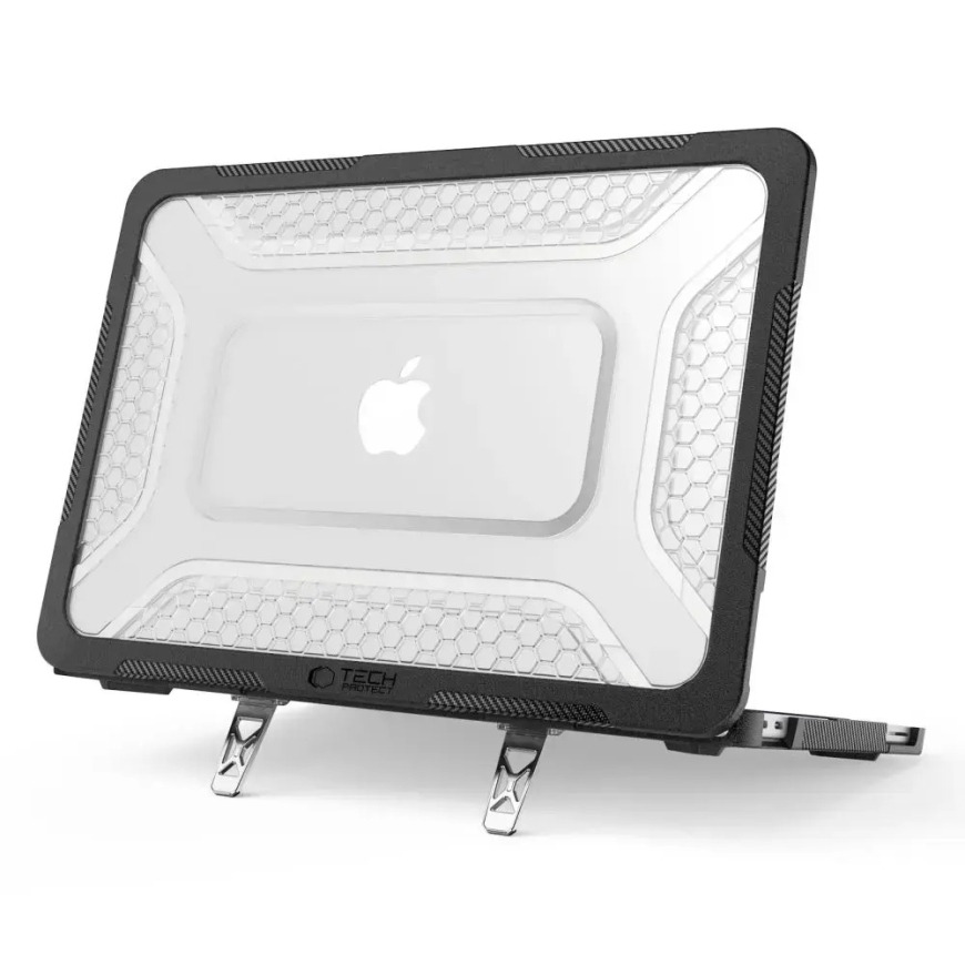 Tech-Protect Kevlar Pro kovakuorinen kotelo MacBook Neo 13:lle (2026) musta/transparentti – 2