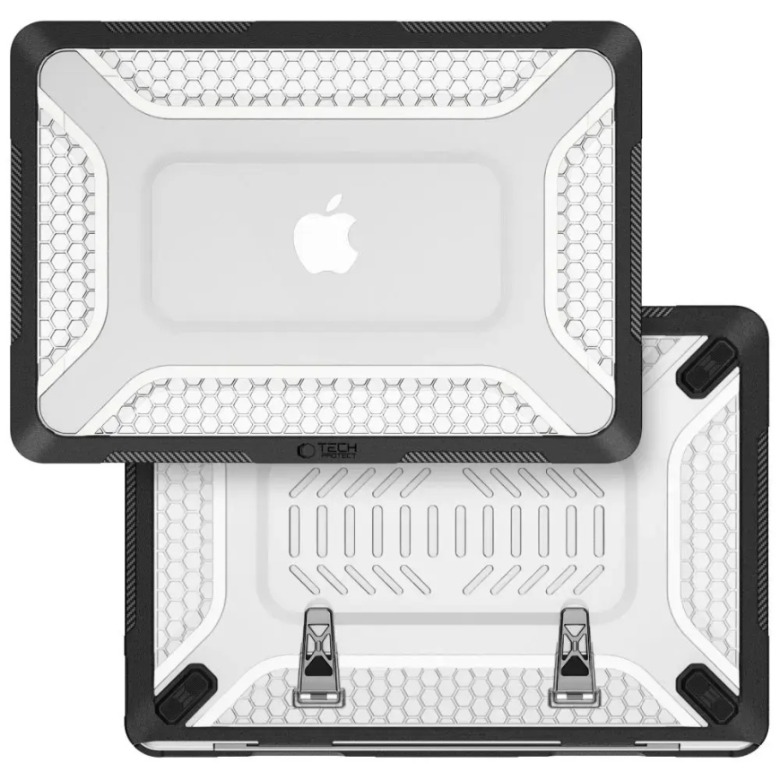Tech-Protect Kevlar Pro kietas dėklas MacBook Neo 13 (2026) kompiuteriui juodas/skaidrus – 3
