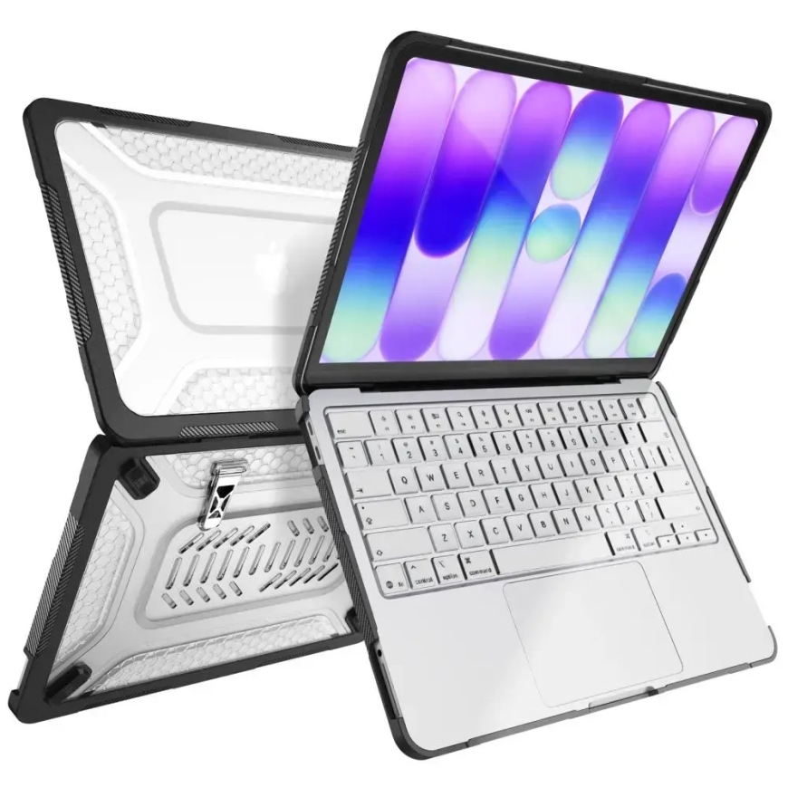 Tech-Protect Kevlar Pro cietais apvalks datoram MacBook Neo 13 (2026) melns/caurspīdīgs – 4