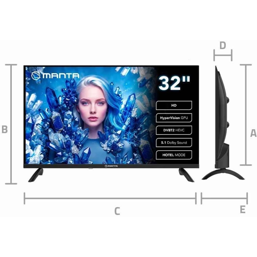 HD LED televizors ar DVB-T2 uztvērēju Manta MATV002LHN32, 32 collas – 4