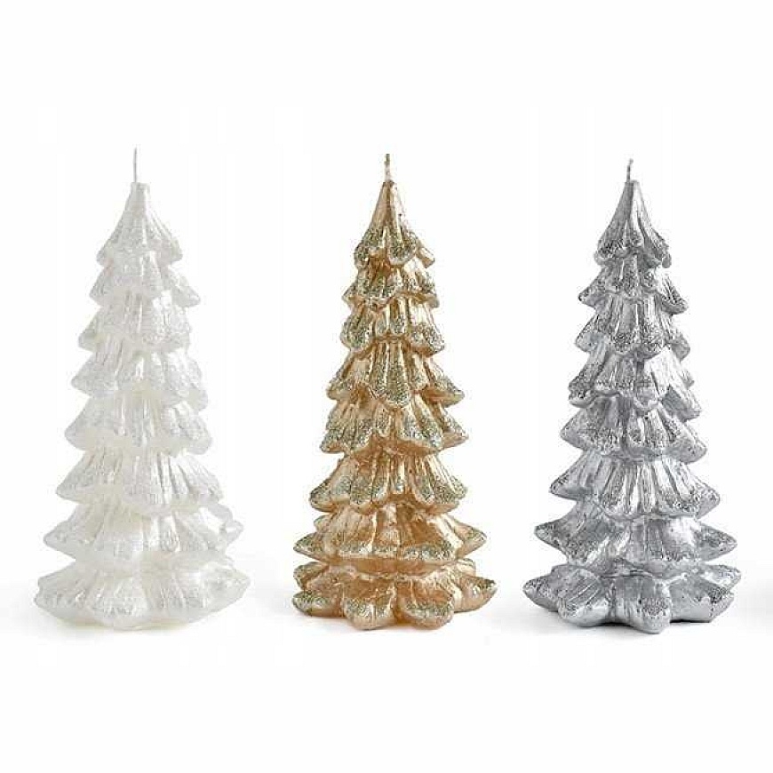 Lumarko Mondex CHRISTMAS TREE candle figure small 9.5x16 cm silver paraffin – 4