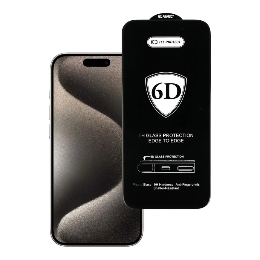 Tel Protect Täielik Kleepuv 6D Karastatud Klaas IPHONE 15 PRO MAX MUST – 2