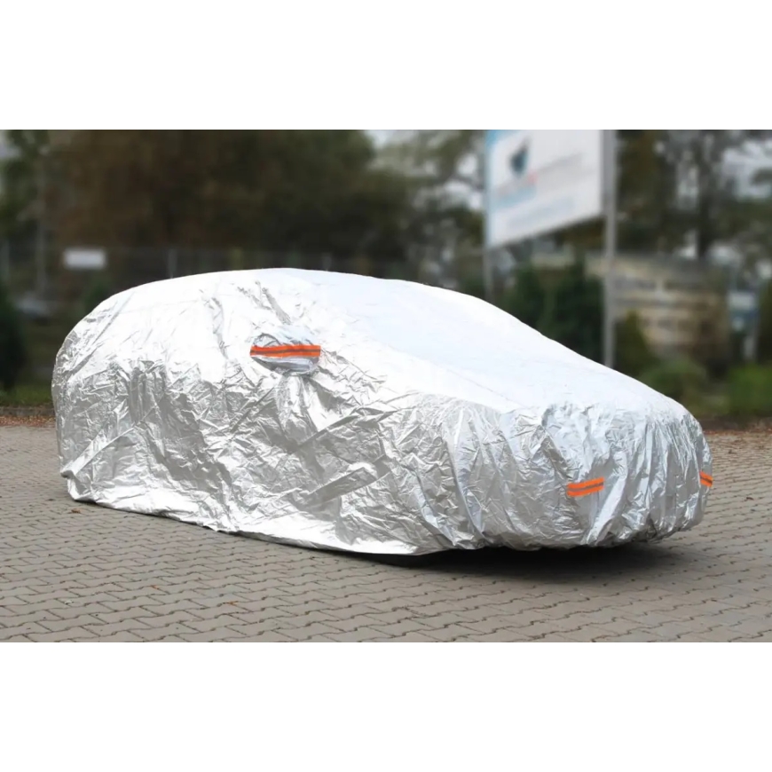 Alumīnija auto pārsegs ar rāvējslēdzēju, atstarojošs, 120 g + kokvilna, sudraba, izmērs XL – 3