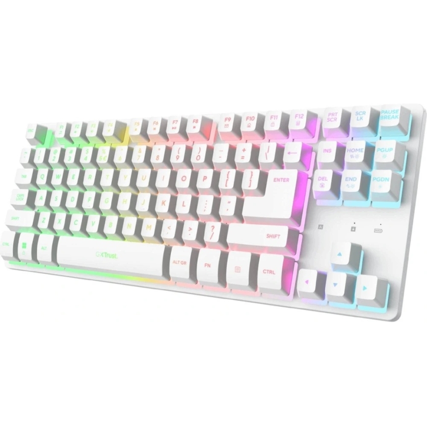 TRUST spēļu tastatūra GXT 831 Thado TKL, bezvadu, balta, ASV