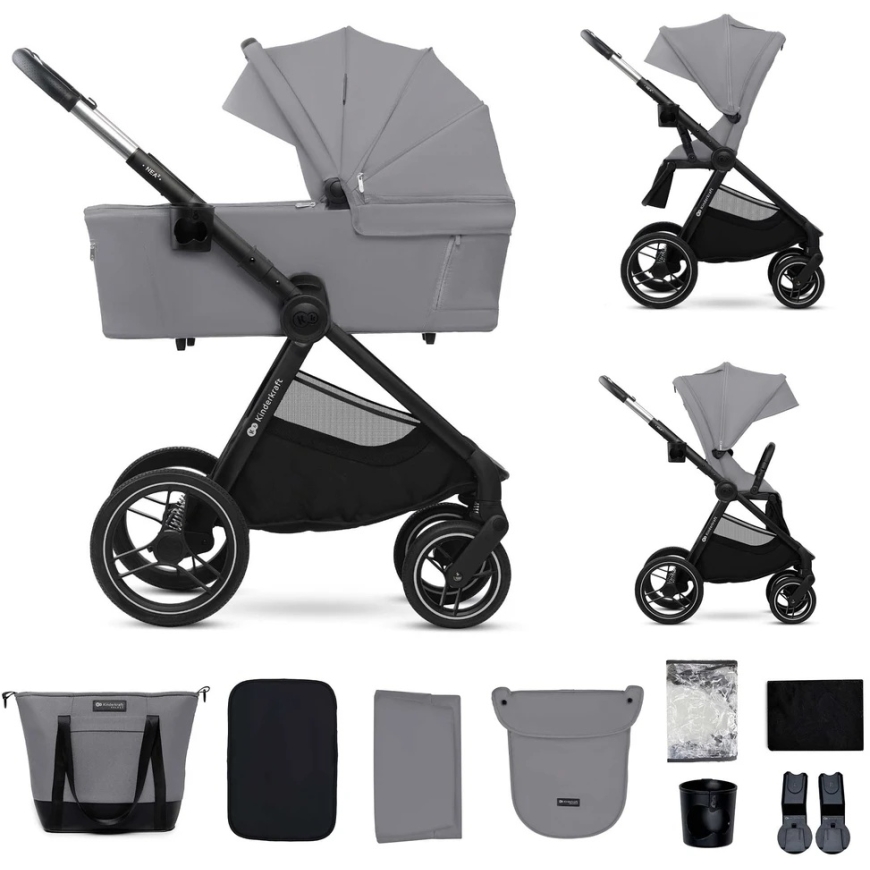 KINDERKRAFT universaali vaunu 2IN1 NEA 2.0, platina harmaa, KSNEA002GRY2000