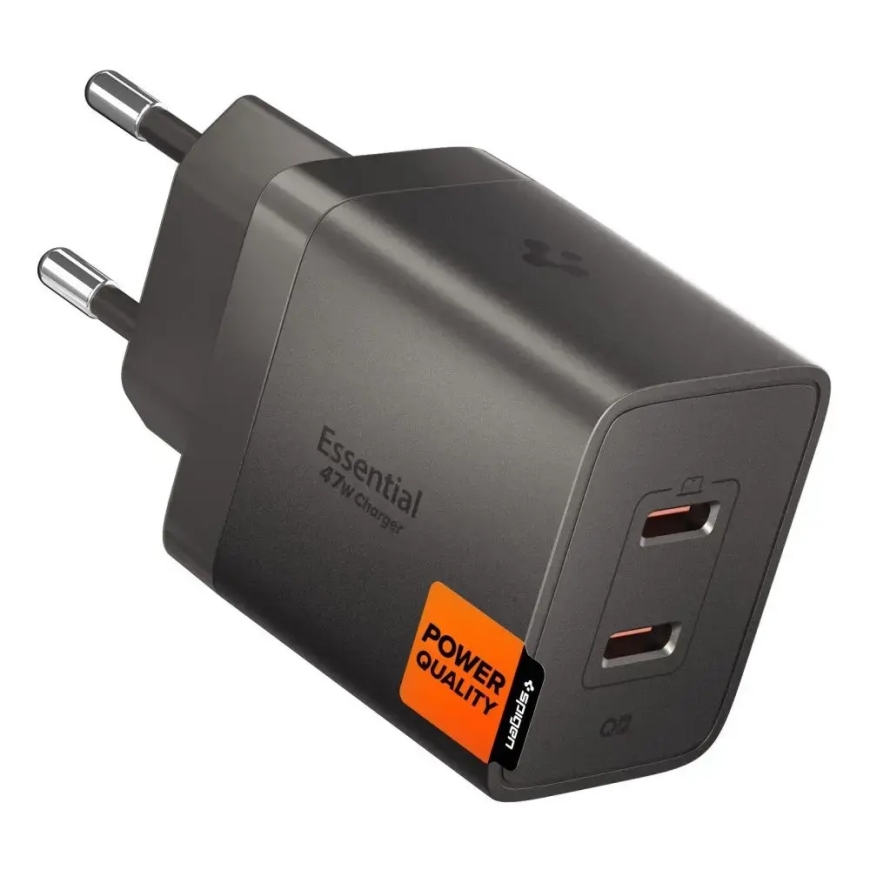 Spigen Essential EE472EU-GAN travel charger | 47W | GaN | USB-C, USB-A | gray