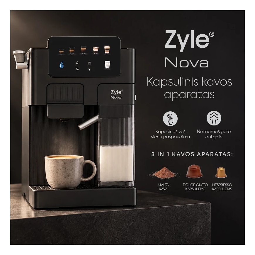 Zyle Nova 3 in 1 kapslikohvimasin, ZY677S, 1350 W