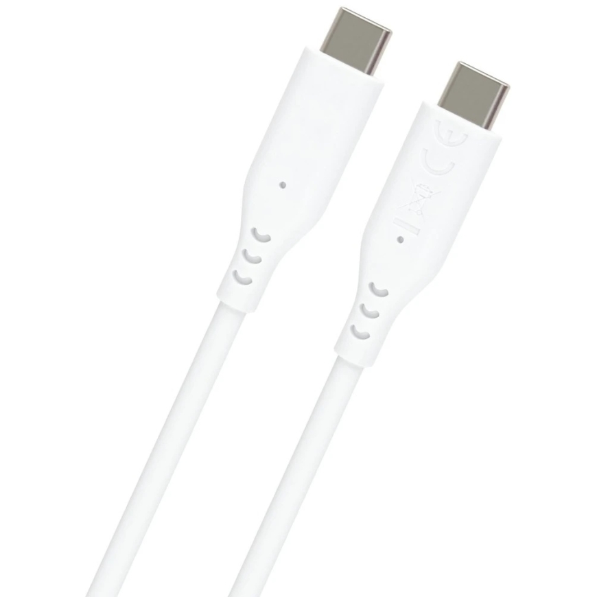 PREMIUMCORD USB-C–USB-C-kaapeli, 60 W, 480 Mbps, silikoni, valkoinen, 1,5 m – 2