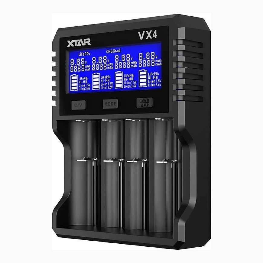 Akulaakula laadija - XTAR VX4 V2 laadimiskomplekt 3,7 V/1,5 V/1,2 V laaditavad akud toiteadapteriga – 2