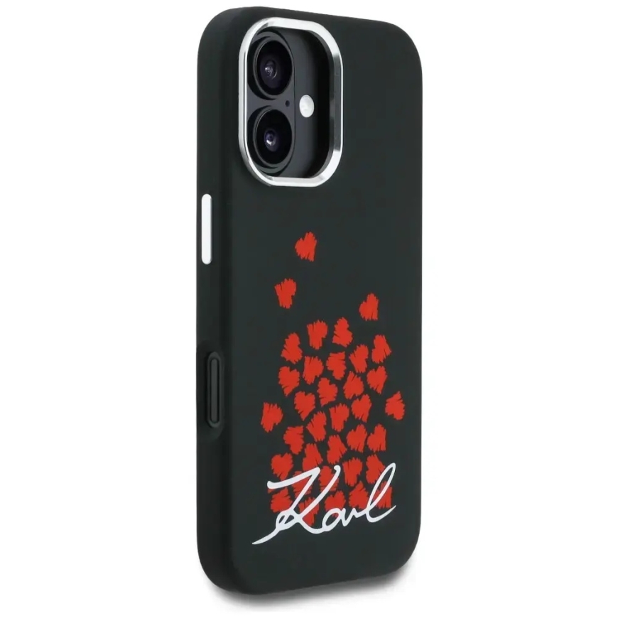 Karl Lagerfeld Silicone Heart Sign Logo maciņš ar MagSafe atbalstu telefonam iPhone 16 melns – 4