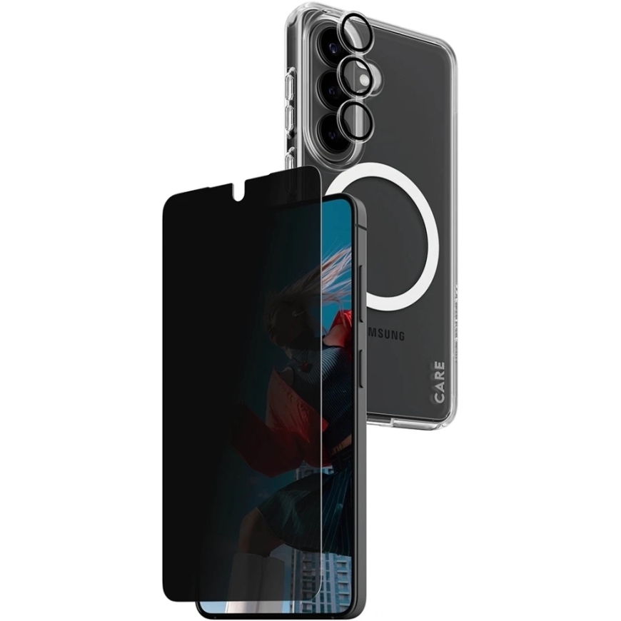 Panzer Glass Aizsardzības komplekts CARE by PanzerGlass Privacy 3in1 Lietotne + Stikls + Objektīvs Samsung Galaxy S26 – 4