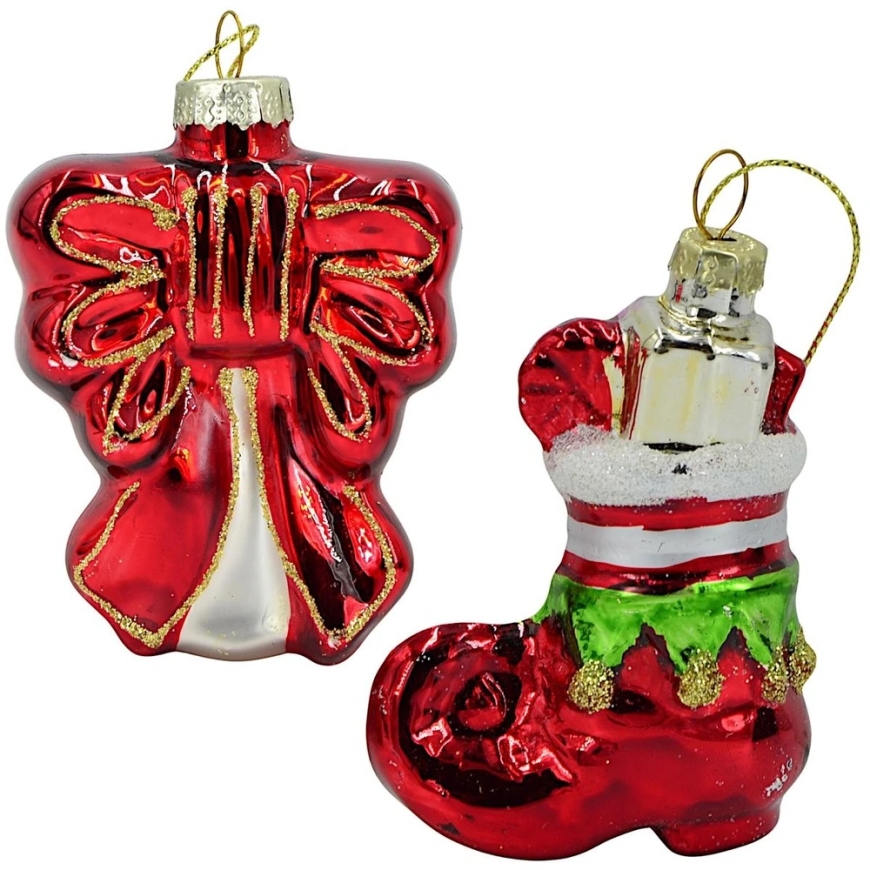Edelman Christmas Ball Decorative Glass Shoe and Ribbon Mica – 2