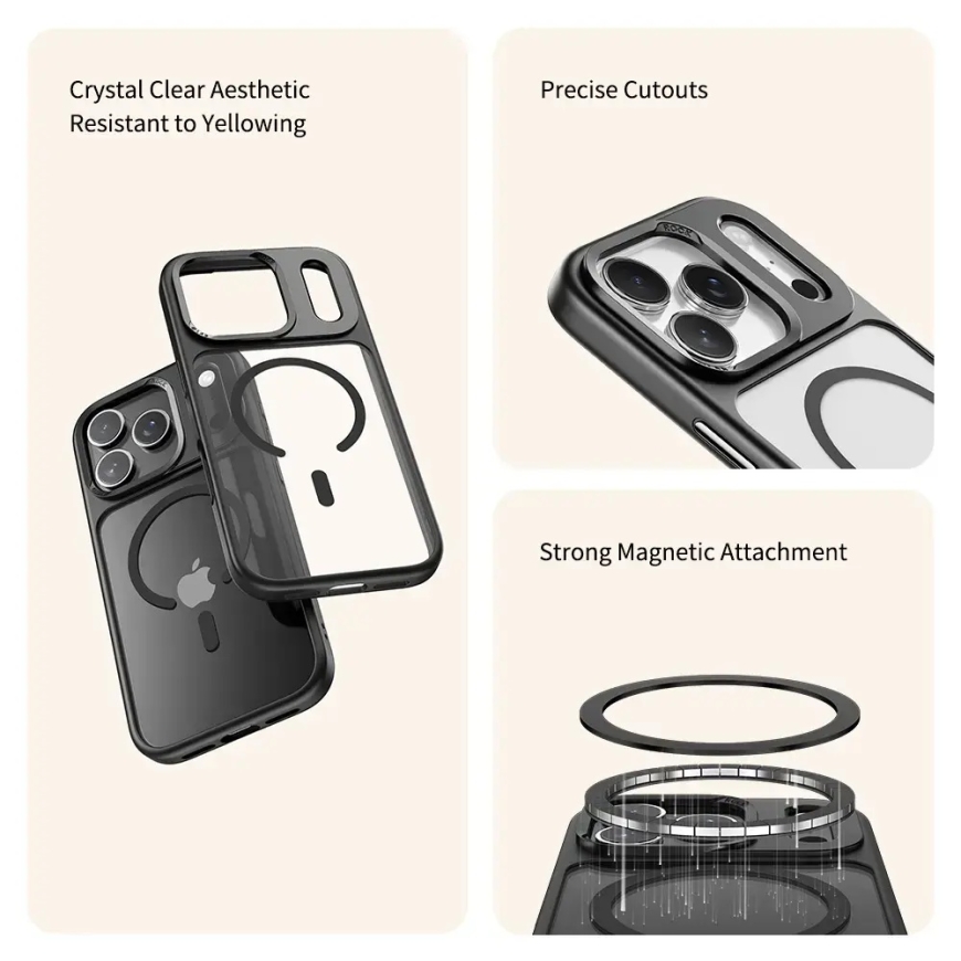 Rock Guard Lens Protection Series telefoni ümbris iPhone 17 Pro läbipaistev must – 3