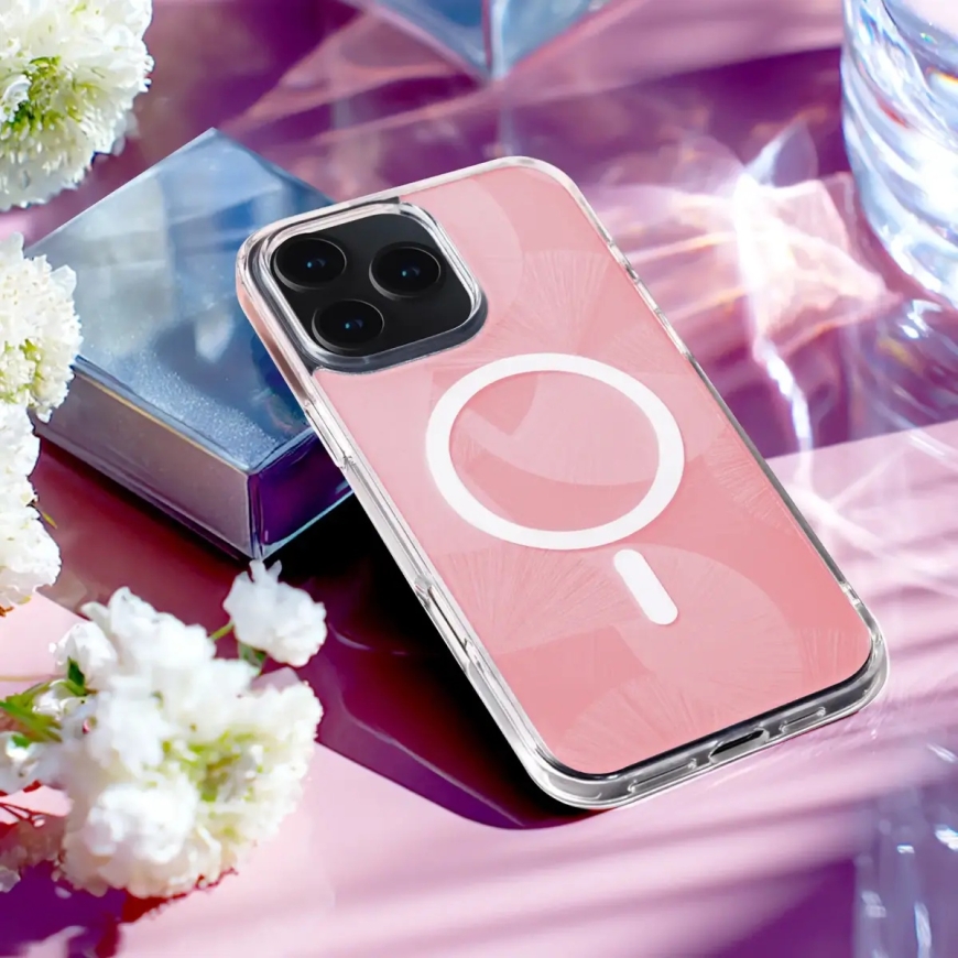 Flash Mag telefono dėklas su MagSafe palaikymu iPhone 15 Pro rožinis – 3