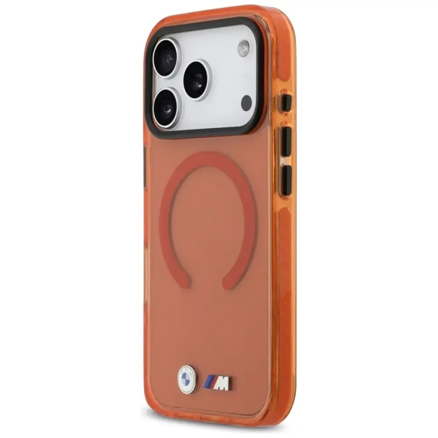 BMW M IML Shockproof Metal Logos su MagSafe palaikymu telefono dėklas iPhone 17 Pro oranžinis – 2