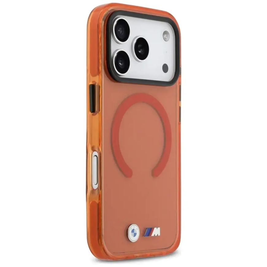 BMW M IML Shockproof Metal Logos phone case with MagSafe support for iPhone 17 Pro orange – 4