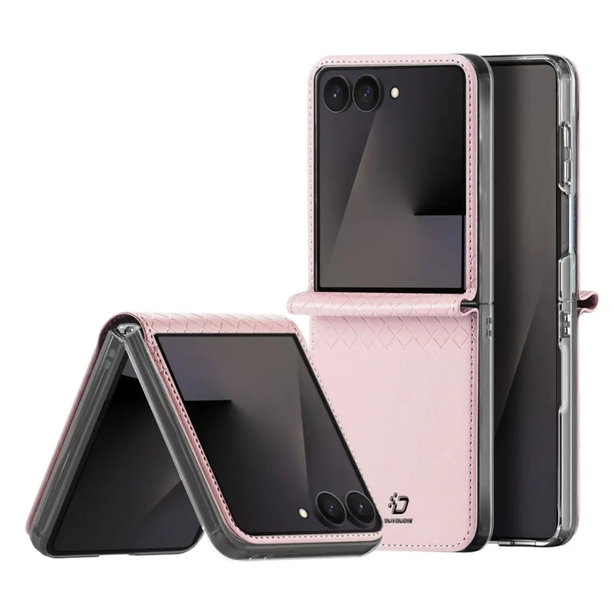 Dux Ducis Bril kirjatyyppinen puhelinkotelo Samsung Galaxy Z Flip 8:lle (F776) vaaleanpunainen