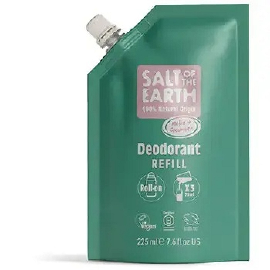 Salt-Of-The-Earth Melon & Cucumber Deo Refill - Natūralaus ritininio dezodoranto papildymas 225ml
