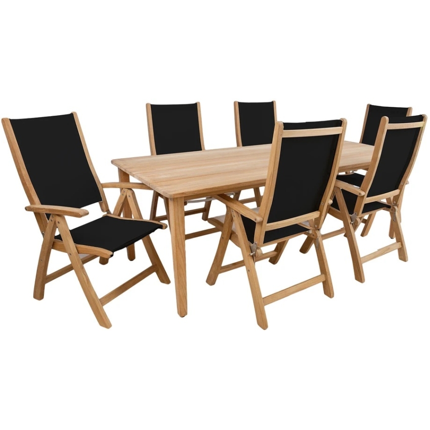 Lauko baldų komplektas Home4You Valgomojo komplektas MALDIVEsu 6 sulankstomomis kėdėmis – 2