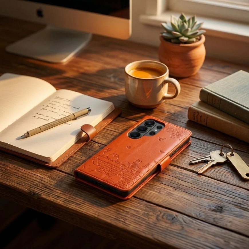 OEM Pārvēršamais maciņš Samsung S26 ULTRA Mezzo Book, brūnas kaķa krāsas – 3