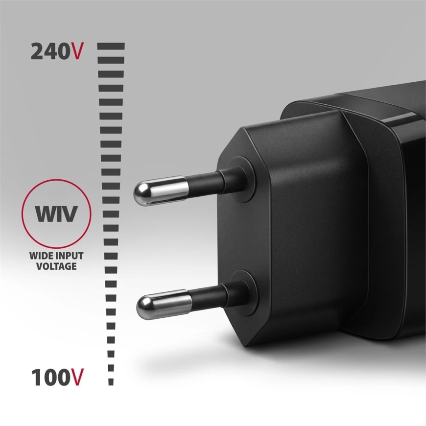 AXAGON ACU-PQ33, GaN verkkolaturi 33 W, USB-A + USB-C, PD3.0/PPS/QC4+/SFC2.0/Apple, musta – 3