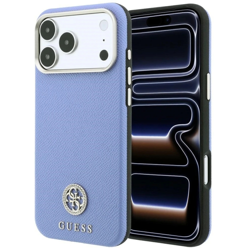 Guess Grained Round Strass Logo MagSafe kest iPhone 18 Pro / 17 Pro - Sinine – 2