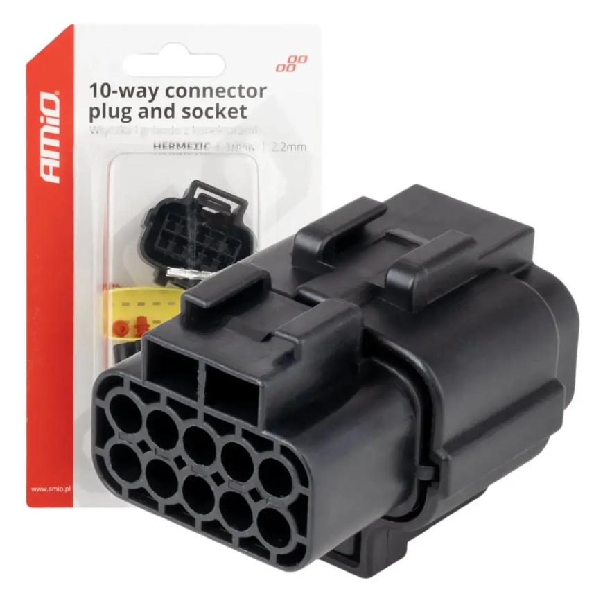 10 kontaktų jungiklio ir kištukinio rinkinio 2.2mm AMIO-04351