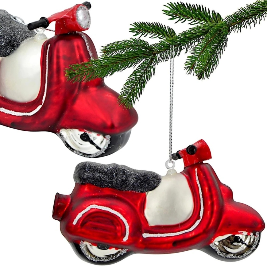 SASKA GIFT AND DECOR Стеклянное новогоднее украшение для елки в виде мотоцикла SASKA GIFT & DECOR – 4
