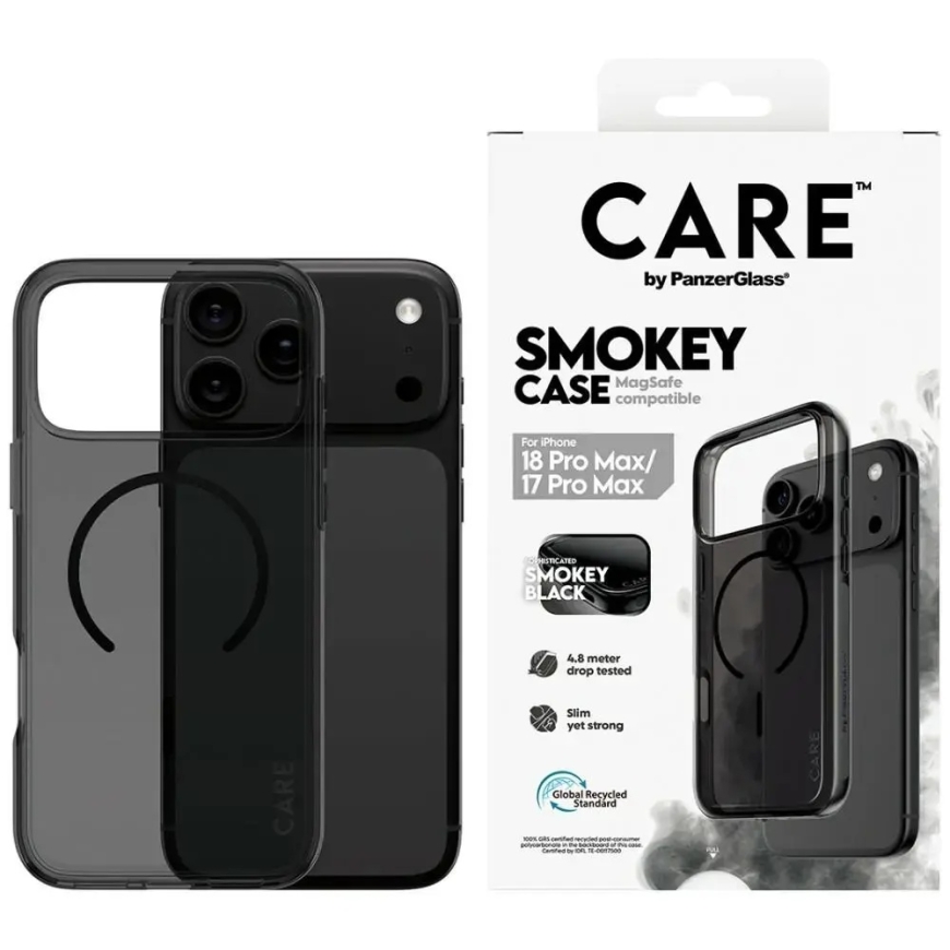 CASE CARE no PanzerGlass Smokey ar melno MagSafe maciņu iPhone 18 Pro Max / iPhone 17 Pro Max melnā krāsā