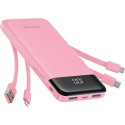 Внешний аккумулятор (powerbank) Charmast W1148 | 10 000 мА·ч | 15 Вт | USB-A, USB-C, Lightning, Micro USB | LED дисплей | розовы Внешний аккумулятор (powerbank) Charmast W1148 | 10 000 мА·ч | 15 Вт | USB-A, USB-C, Lightning, Micro USB | LED дисплей | розовы