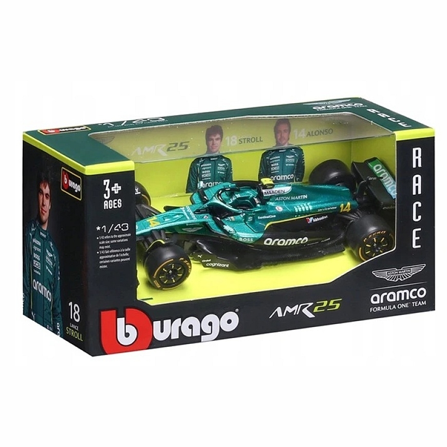 BBURAGO diecast model Aston Martin AMR25 (2025) 14 Alonso and 18 Stroll, 18-38250