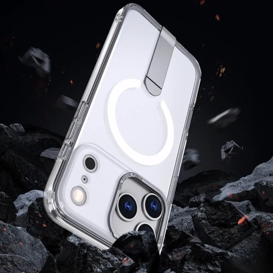 Hybrid Armor X maciņš ar statīvu un MagSafe atbalstu telefonam Samsung Galaxy S26+ (S947) caurspīdīgs – 5
