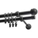 Decastyl Divkāršu aizkaru stanga FI 19 MM melna 240 CM ar MAX lodveida galiem un ritenīšiem KOWALSKI Decastyl Divkāršu aizkaru stanga FI 19 MM melna 240 CM ar MAX lodveida galiem un ritenīšiem KOWALSKI