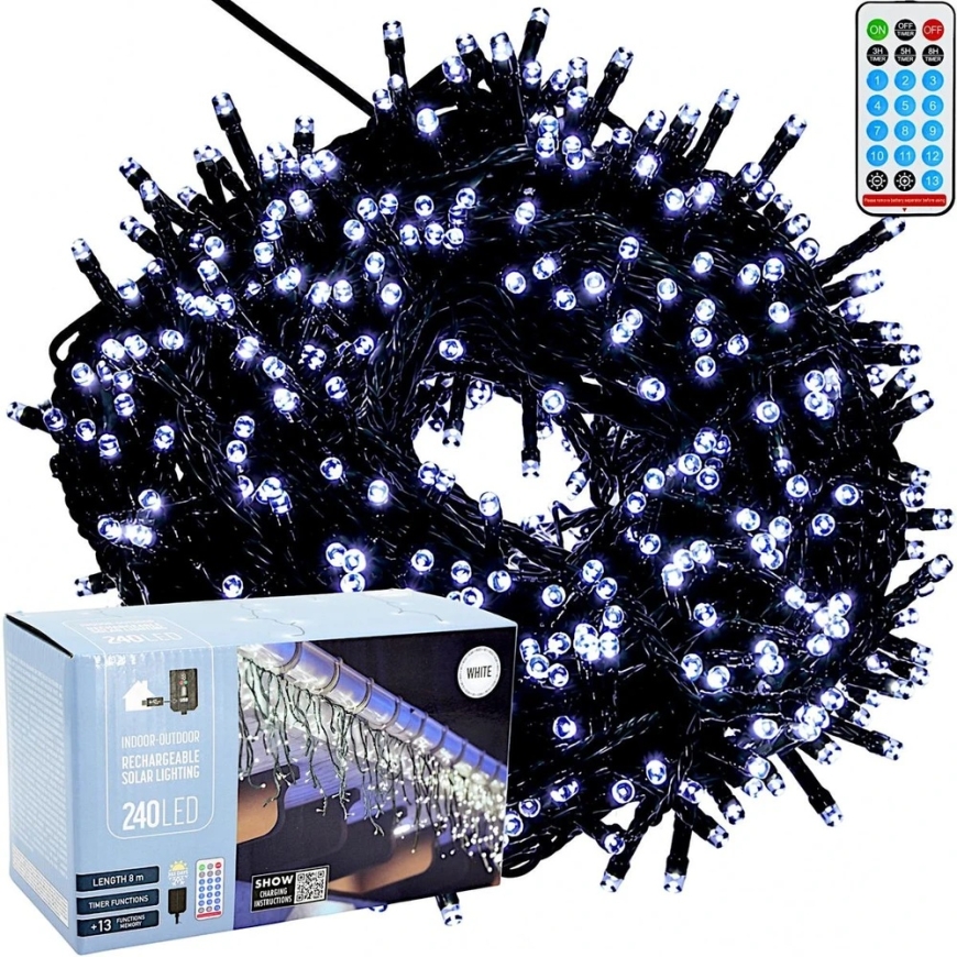 Mondex KOOPMAN SOLAR LIGHT CHAIN 240 LED 13 FUNCTIONS USB COLD White