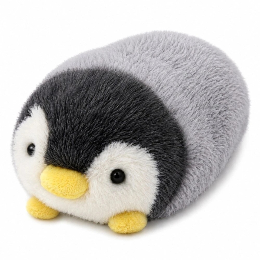 Lean Toys Plush Penguin, Gray, 16 × 10 × 9 cm – 4