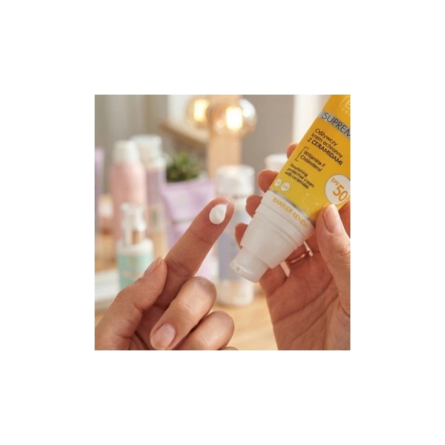 Bielenda Professional „SupremeLab Barrier Renew“ toitaineline kaitsekreem keraamidega SPF50 40 ml – 2