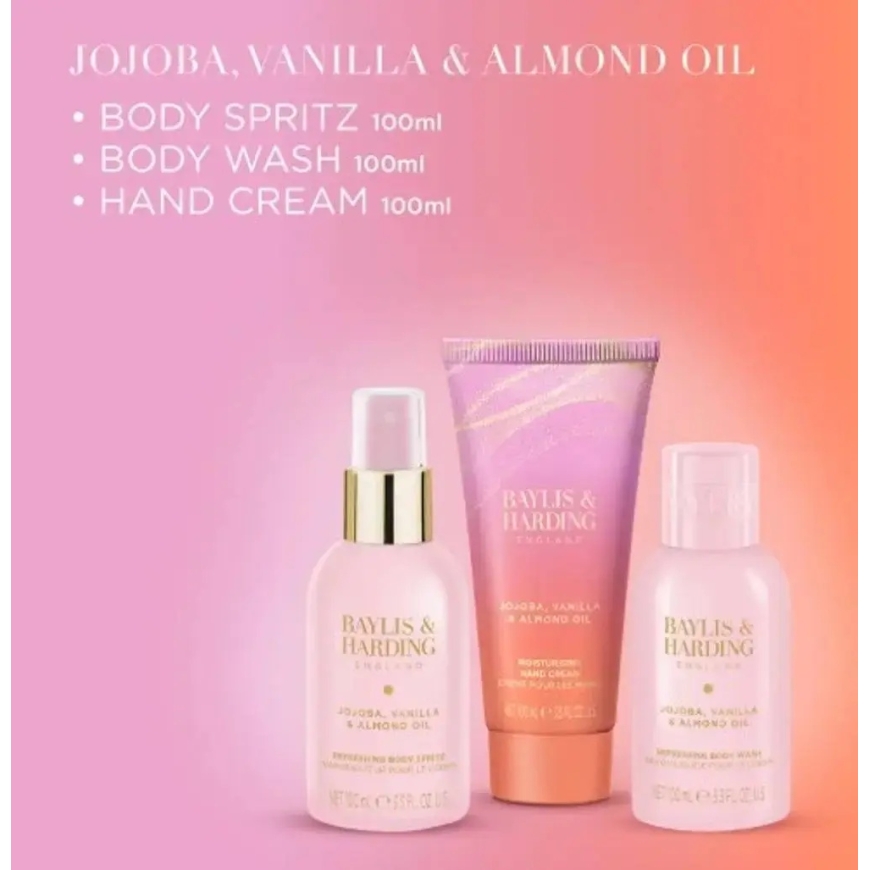 Baylis & Harding jojobas, vaniļas un mandeļu eļļas mazgāšanas somas dāvanu komplekts caurspīdīgā – 2