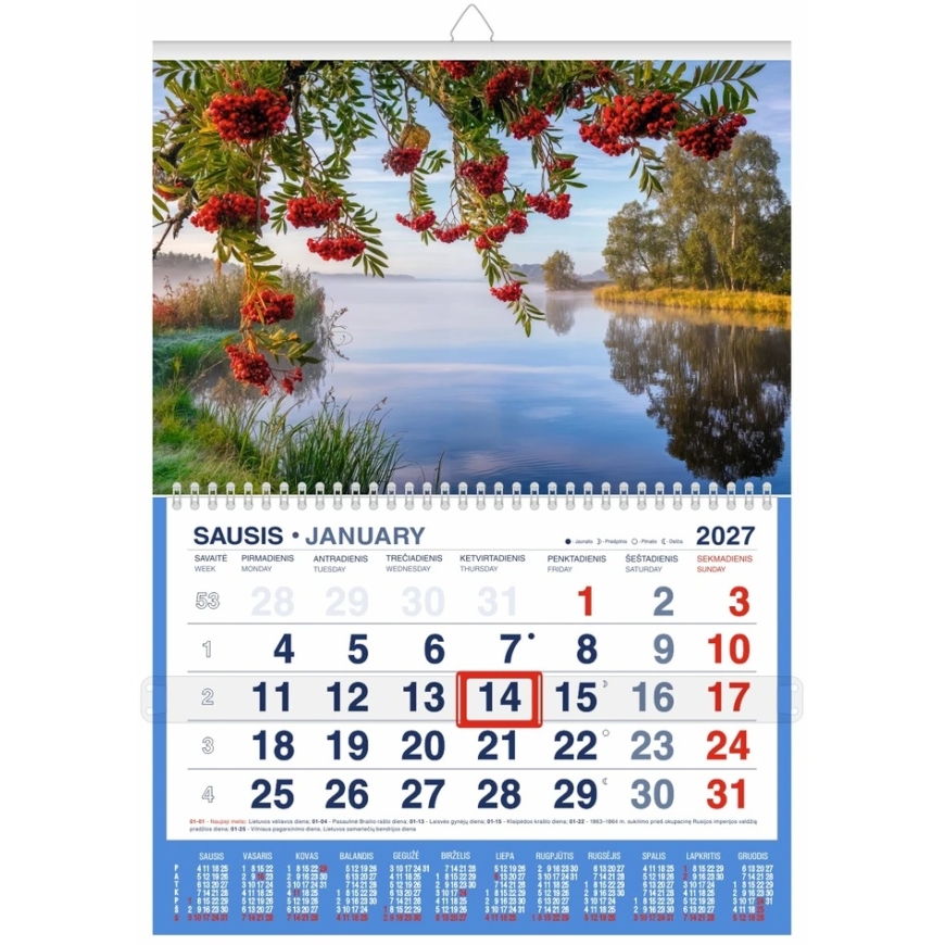 Mobile Service Piekārtais kalendārs RUDENS MOTĪVI 2027, 1 gab., 30,3 x 44,5 cm – 3