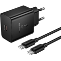 Įkroviklis Hoco N77 45W USB-C + USB-C to USB-C cable 1.0m juodas Įkroviklis Hoco N77 45W USB-C + USB-C to USB-C cable 1.0m juodas