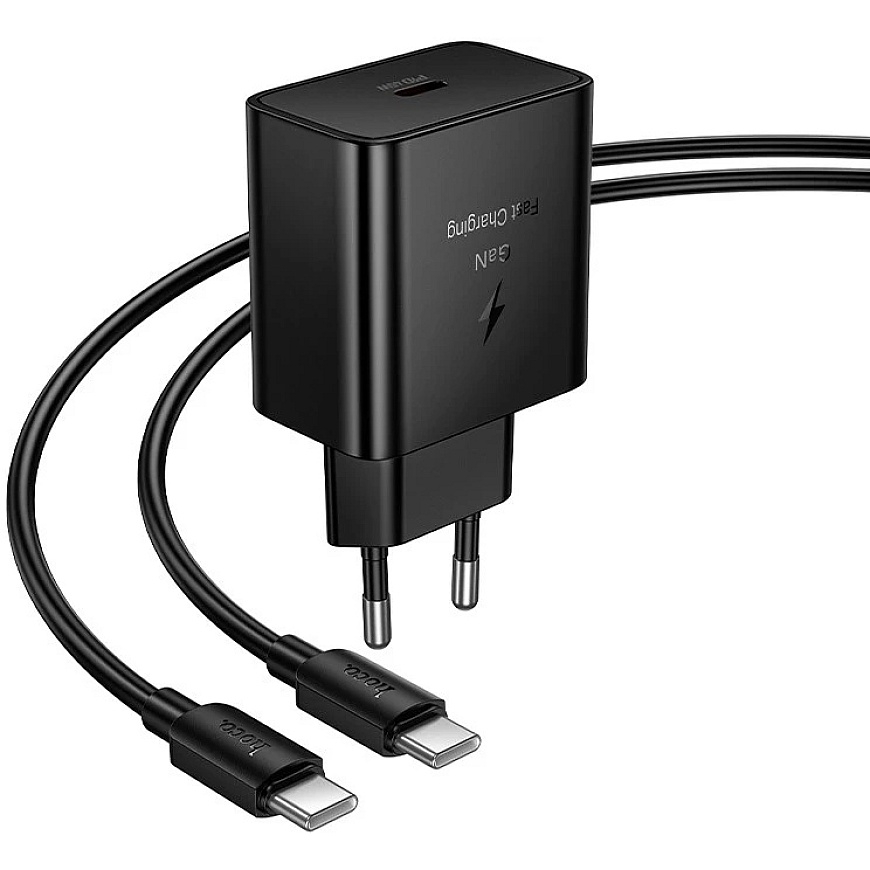 Hoco N77 45W USB-C Charger + USB-C to USB-C cable 1.0m black – 3