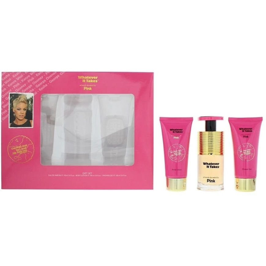 Vaaleanpunainen Rose -setti: Whatever it Takes Eau de Parfum naisille, 100 ml + Whatever it Takes kosteuttava vartalovoide, 100 – 3