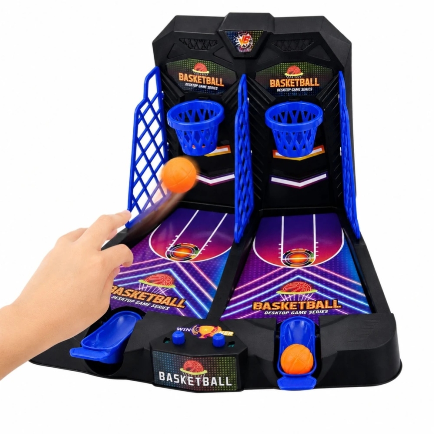 Настольная баскетбольная игра Lean Toys для двух игроков с пускателями мячиков, многоцветная, 26,5 × 26,5 × 6,5 см – 3