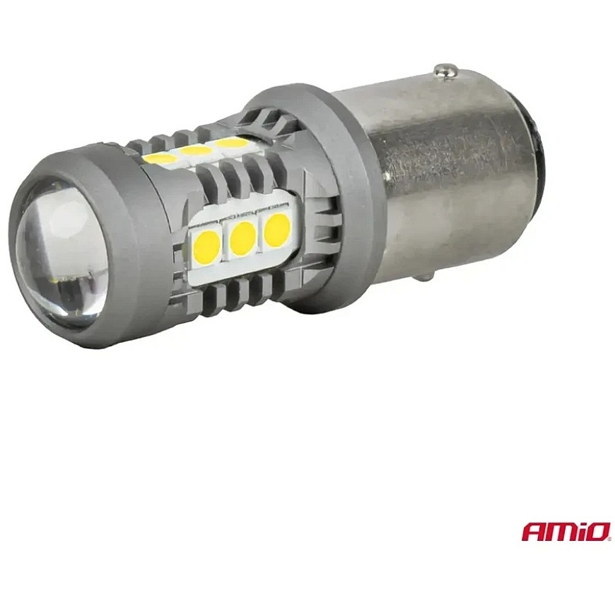 Standard LED Bulbs BA15S P21W 3030 15SMD White 12V 24V Amio-05000 – 3