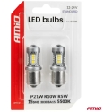 Vakio LED-lamput BA15S P21W 3030 15SMD valkoinen 12V 24V Amio-05000 Vakio LED-lamput BA15S P21W 3030 15SMD valkoinen 12V 24V Amio-05000