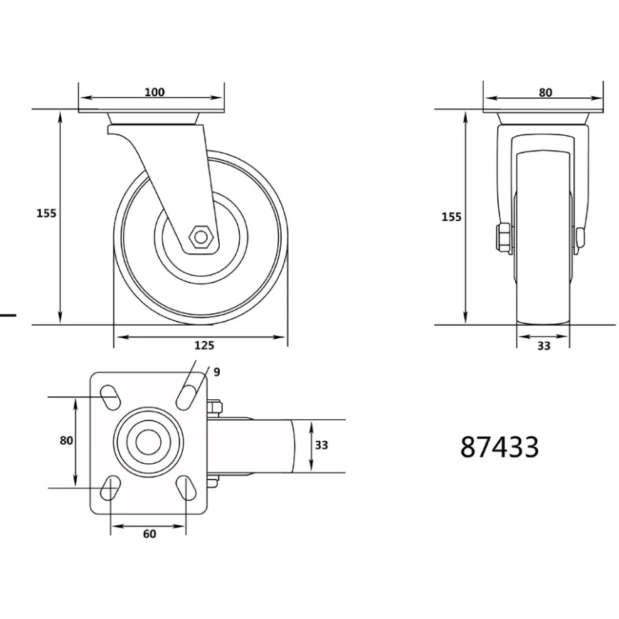 VOREL PÖÖRDUB RATTAT POLÜAMIIDIST 125mm 87433 – 3