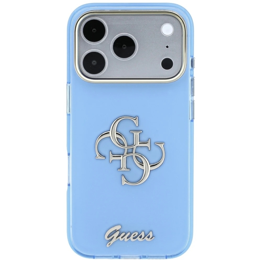 Guess IML 4G Script metāla vāciņš iPhone 18 Pro Max / 17 Pro Max - gaiši zila – 4